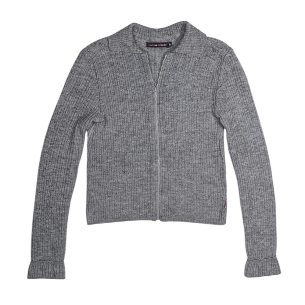 Y2K Volcom Gray Zippered Knit Crop Cardigan Skater Juniors L Women's Small
